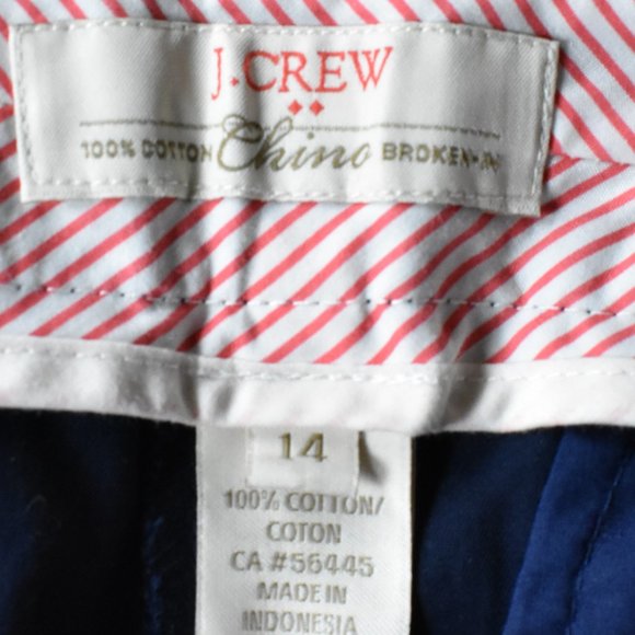 J.CREW Chino Shorts 14 Blue Zip Front Cotton Machine Wash Bin 6 NWOT - Picture 4 of 4